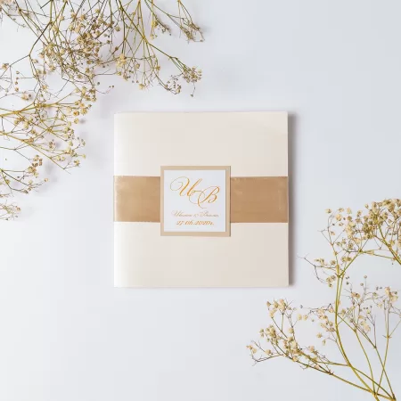 Покана Gold Champagne Classicfold Square closed