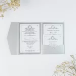 Покана Polished Silver Pocket Fold open