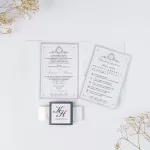 Покана White And Silver Pocket Fold open