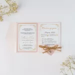 Покана Blush Pocket Fold Heart Open