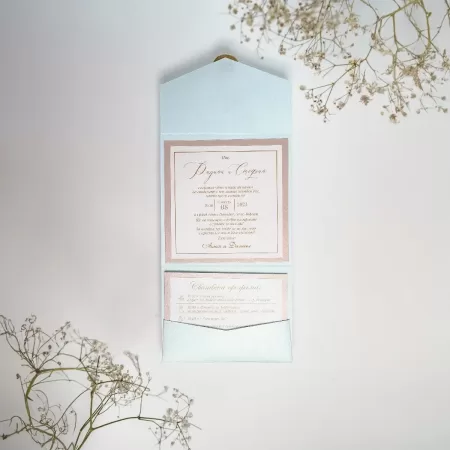 Покана Aqua Pocket Fold Square open