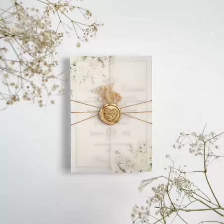 Покана White Rose Vellum Wrap