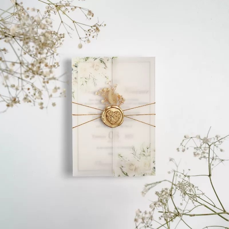 Покана White Rose Vellum Wrap