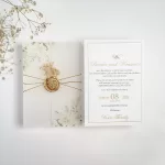 Покана White Rose Vellum Wrap open