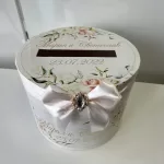 Кръгла кутия за пликове с пудрено розова 1
