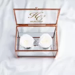Кутия за пръстени "Rose Gold" с бели рози 5