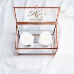 Кутия за пръстени "Rose Gold" с бели рози 6