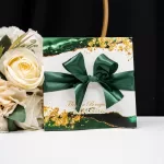 Стъклена покана изумрудени златни вълни Luxglass