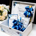 Подаръчен сет покана за кумове син 3